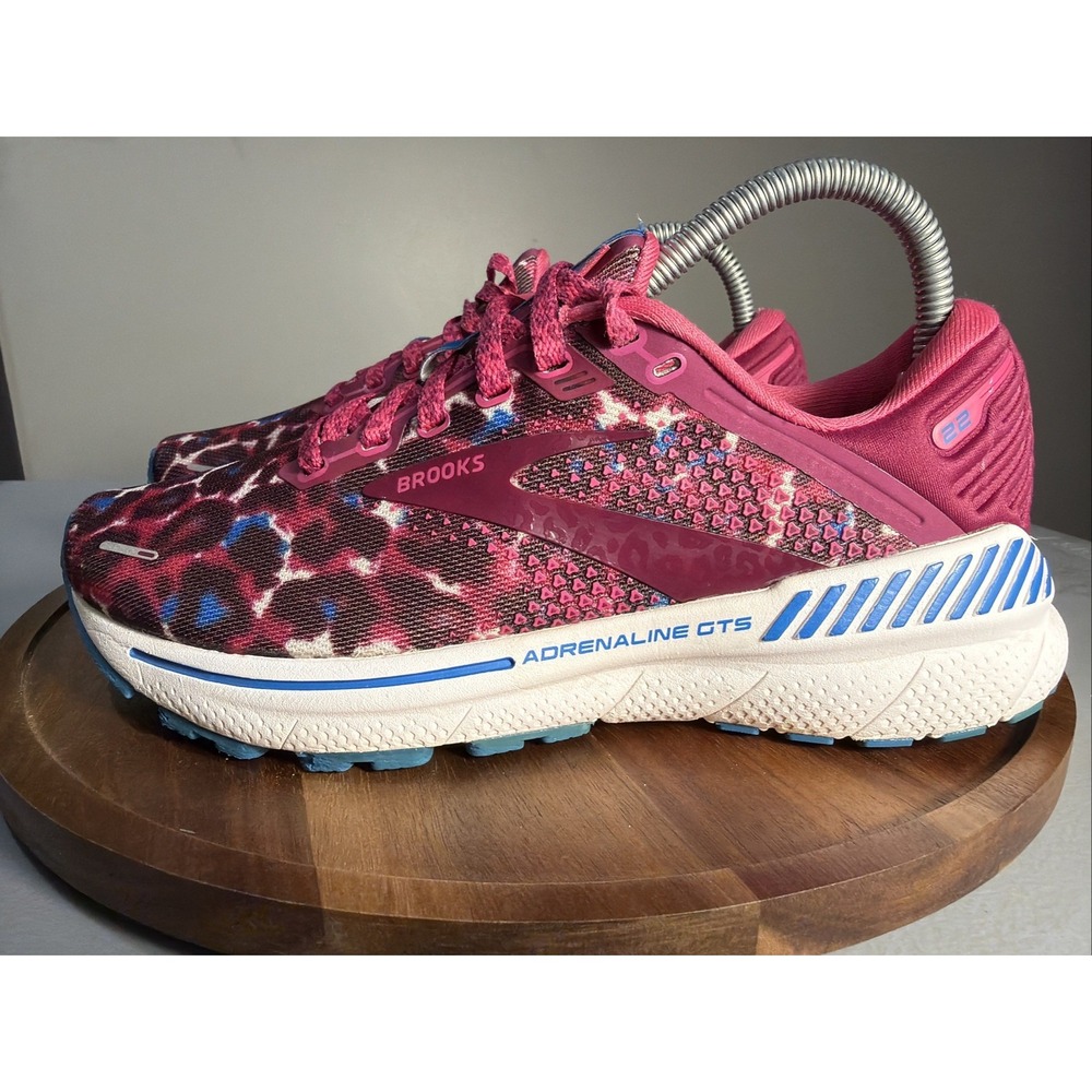 Brooks Adrenaline GTS 22 Womens Magenta Animal Print Running Shoes 1203531B568